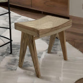 ONIJA Sheesham Wood Stool for Living Room|Cane Stool in Honey Finish,Stool for Sitting